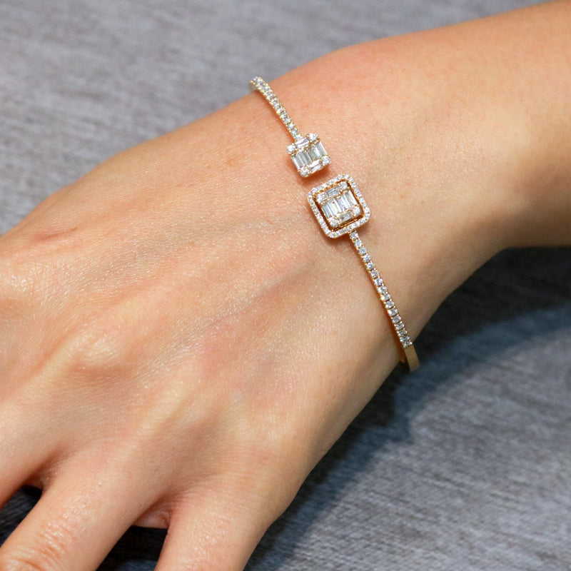 Modern Cluster Diamond Bangle