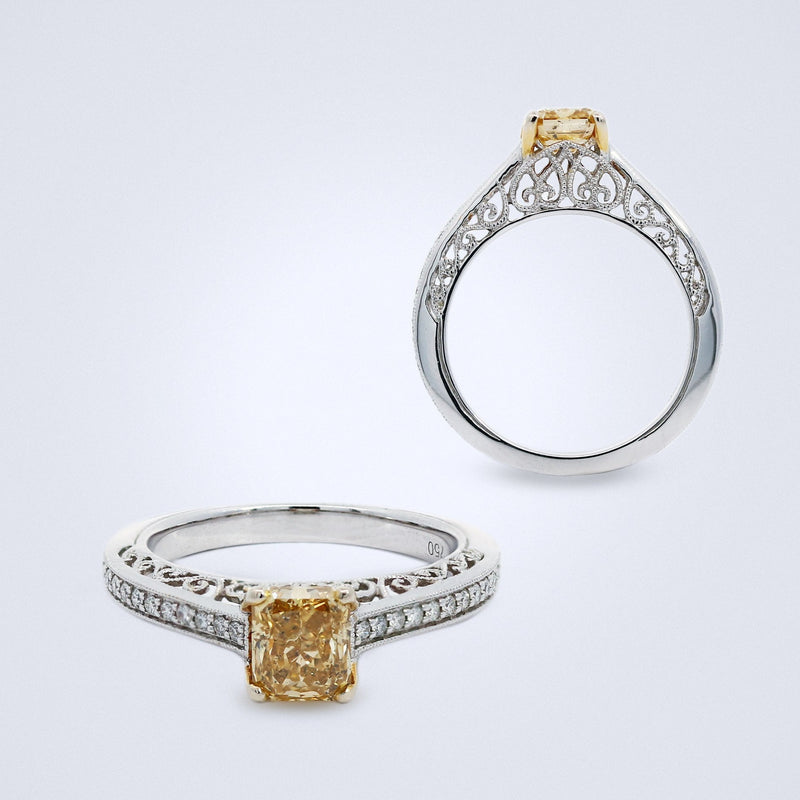 Filigree Style Yellow Diamond Ring