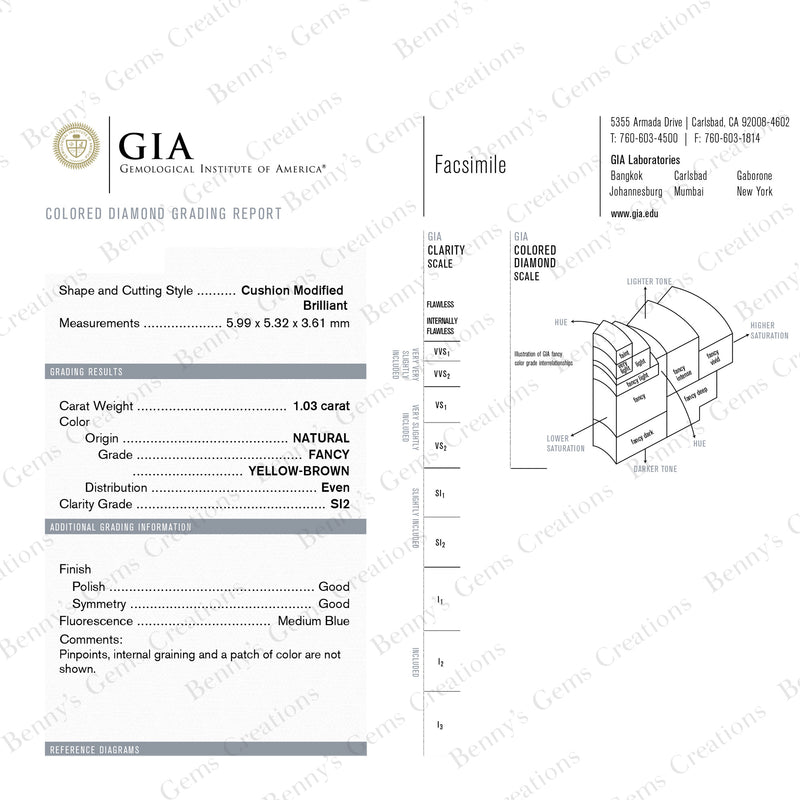 1.03CTS Fancy Yellow Brown Diamond