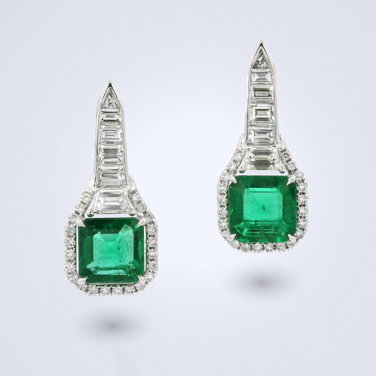Émeraude Art Deco Emerald Diamond Earrings