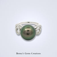 Tahitian Pearl Diamond Twist Ring