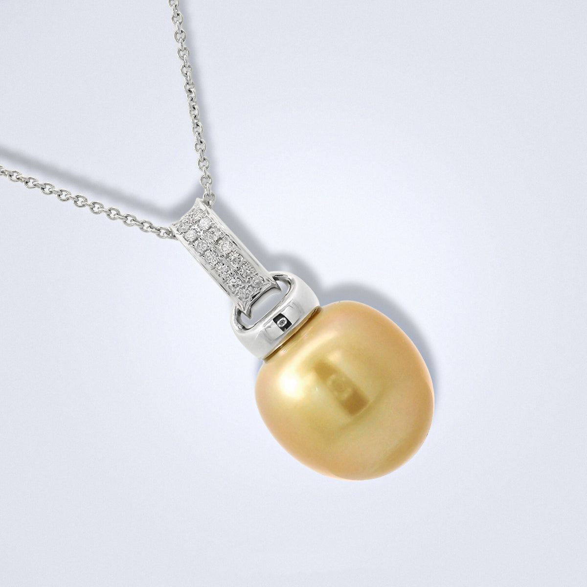 Golden South Sea Pearl Diamond Bar Pendant