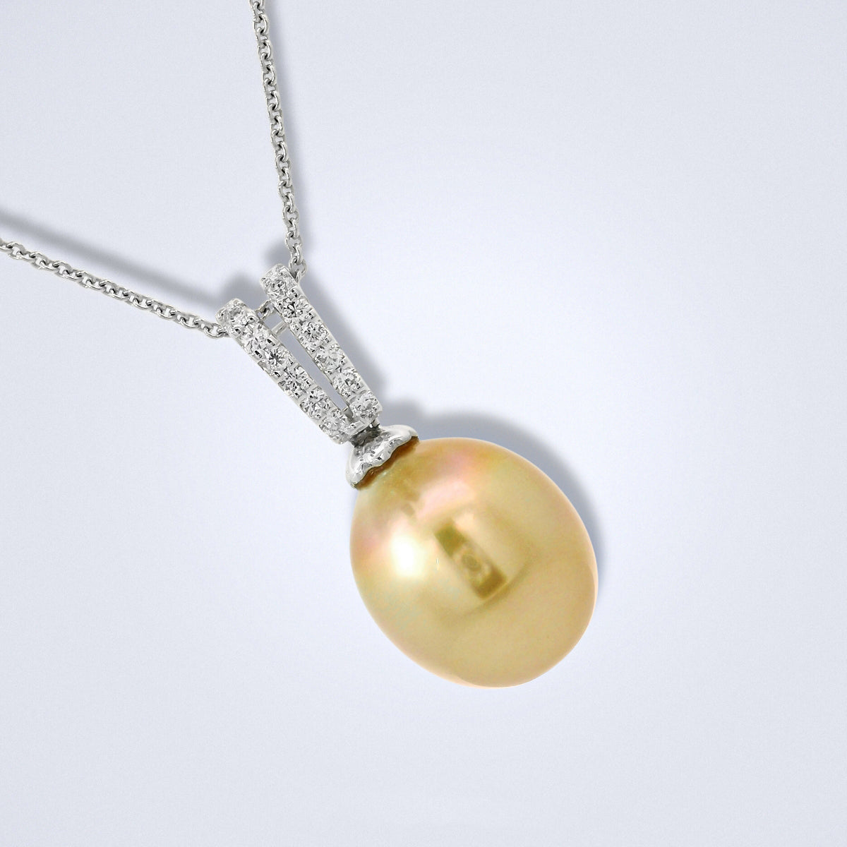 Golden South Sea Pearl Diamond Drop Pendant