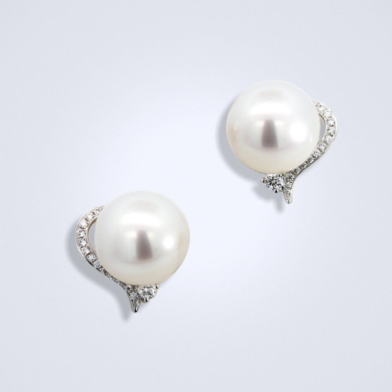 Pearl Heart Diamond Earrings