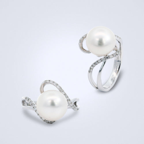 Pearl swirl diamond ring