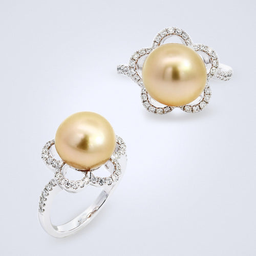 delicate flower pearl ring