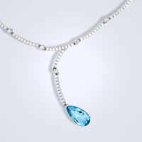 Graceful Aquamarine Drop Diamond Necklace