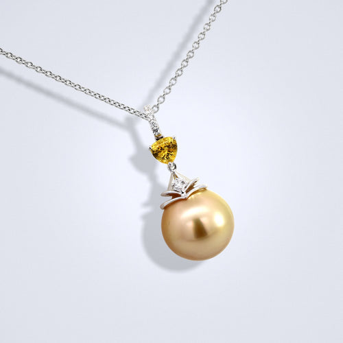 yellow sapphire pearl pendant