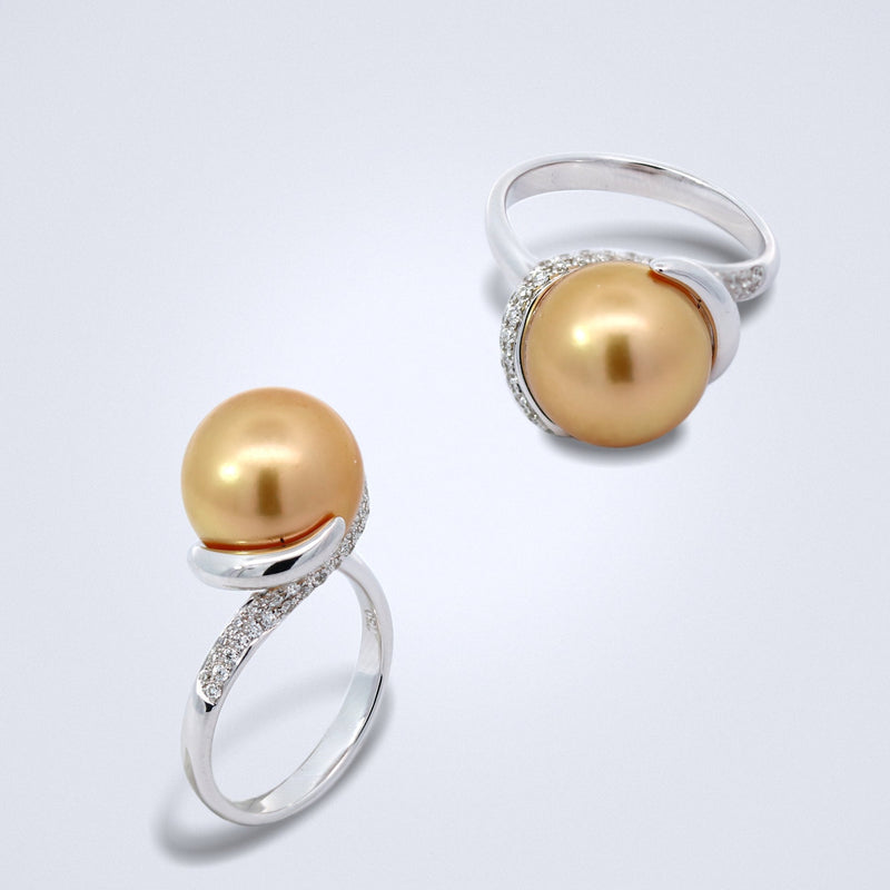 Golden Pearl swirl diamond ring