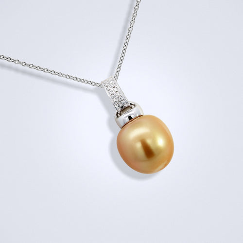modern pearl diamond pendant