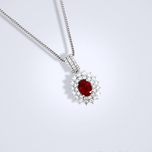 ruby diamond starburst pendant