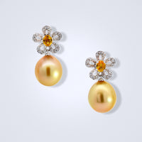 Sweet Golden Pearl Sapphire Earrings