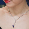 elegant blue sapphire necklace modeled