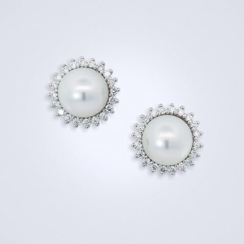classic pearl diamond earrings