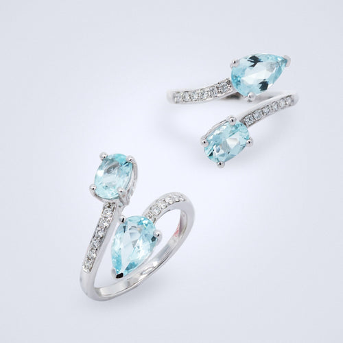 bypass aquamarine diamond ring