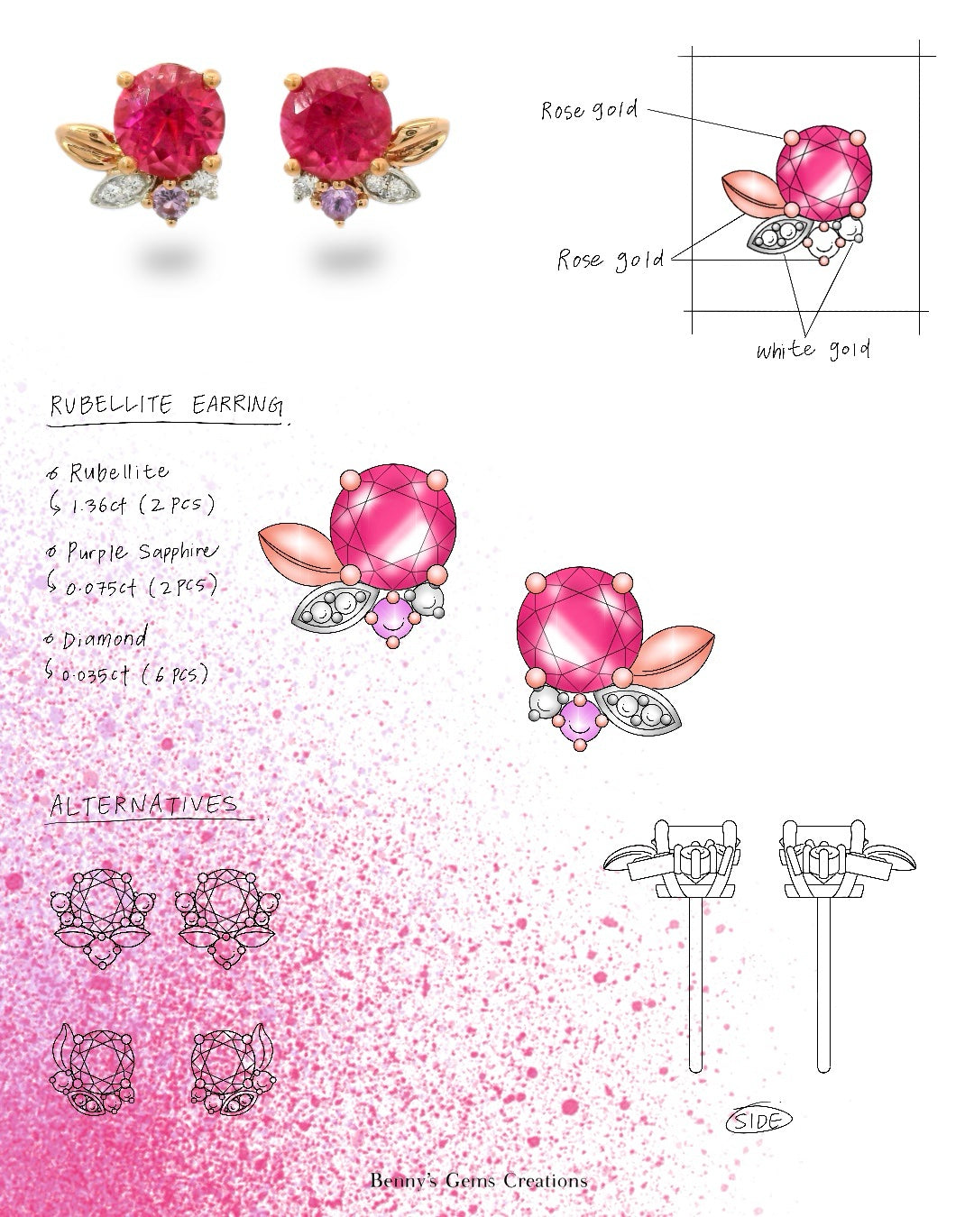 Belle Fleur Rubellite Stud Earrings