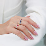 rainbow princess sapphire diamond ring modeled