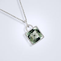 Green Amethyst Diamond Pendant