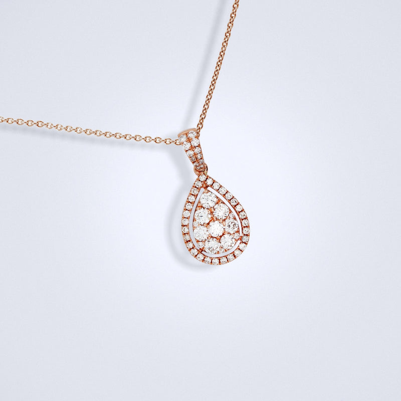 rose gold pear diamond pendant