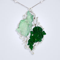 Fish of Abundance Jadeite Diamond Pendant