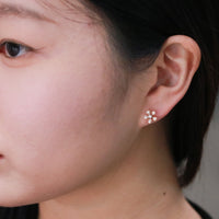 Little rose gold flower diamond earrings featuring delicate floral motifs adorned with sparkling diamonds in a sweet elegant design