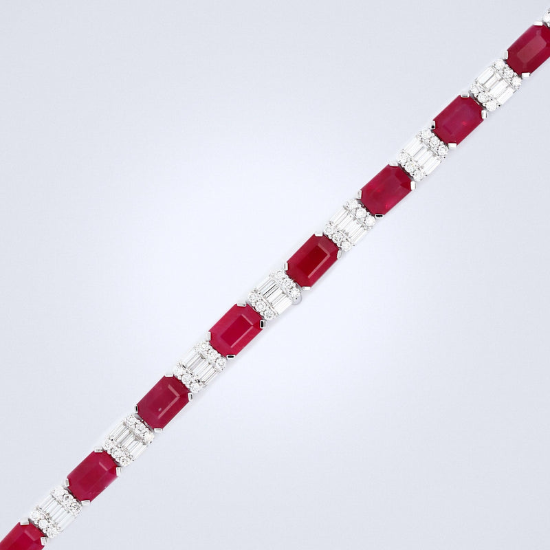 Crimson Cascade Luxe Ruby Diamond Bracelet