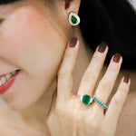 Glamorous Emerald Diamond Studs