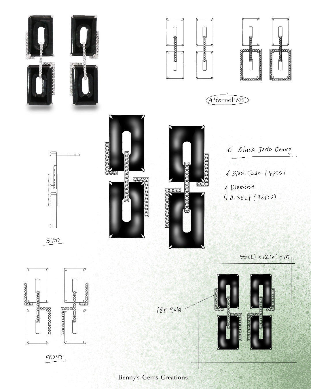 Modern Jadeite Diamond Earrings - Benny's Gems Creations