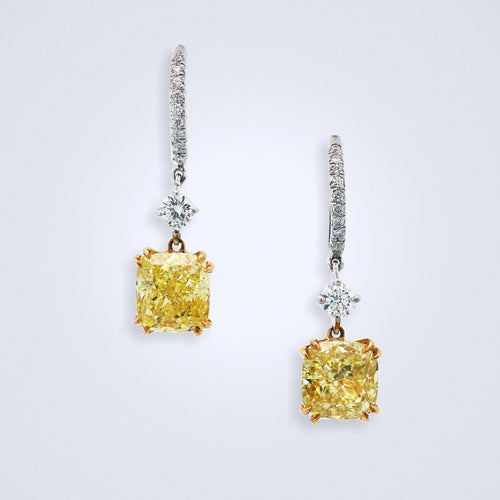 fancy vivid yellow diamond earrings