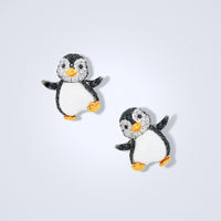 Happy Penguins Agate Diamond Earrings