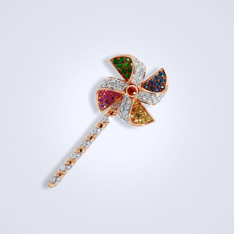 sapphire diamond windmill brooch