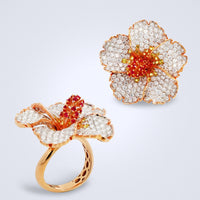 Shining Hibiscus Diamond Ring