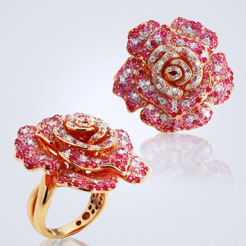 blooming rose sapphire diamond ring