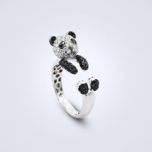 panda bear hug diamond ring