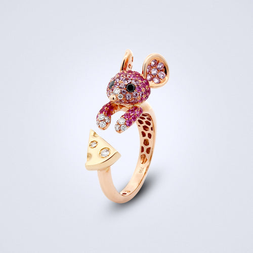 a cheesy little mouse sapphire diamond ring