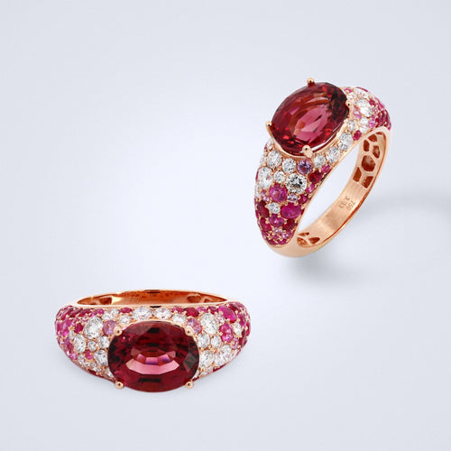 glamorous pink tourmaline ring