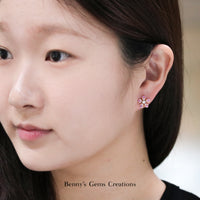 Pink Sapphire Bloom Diamond Earrings - Benny's Gems Creations