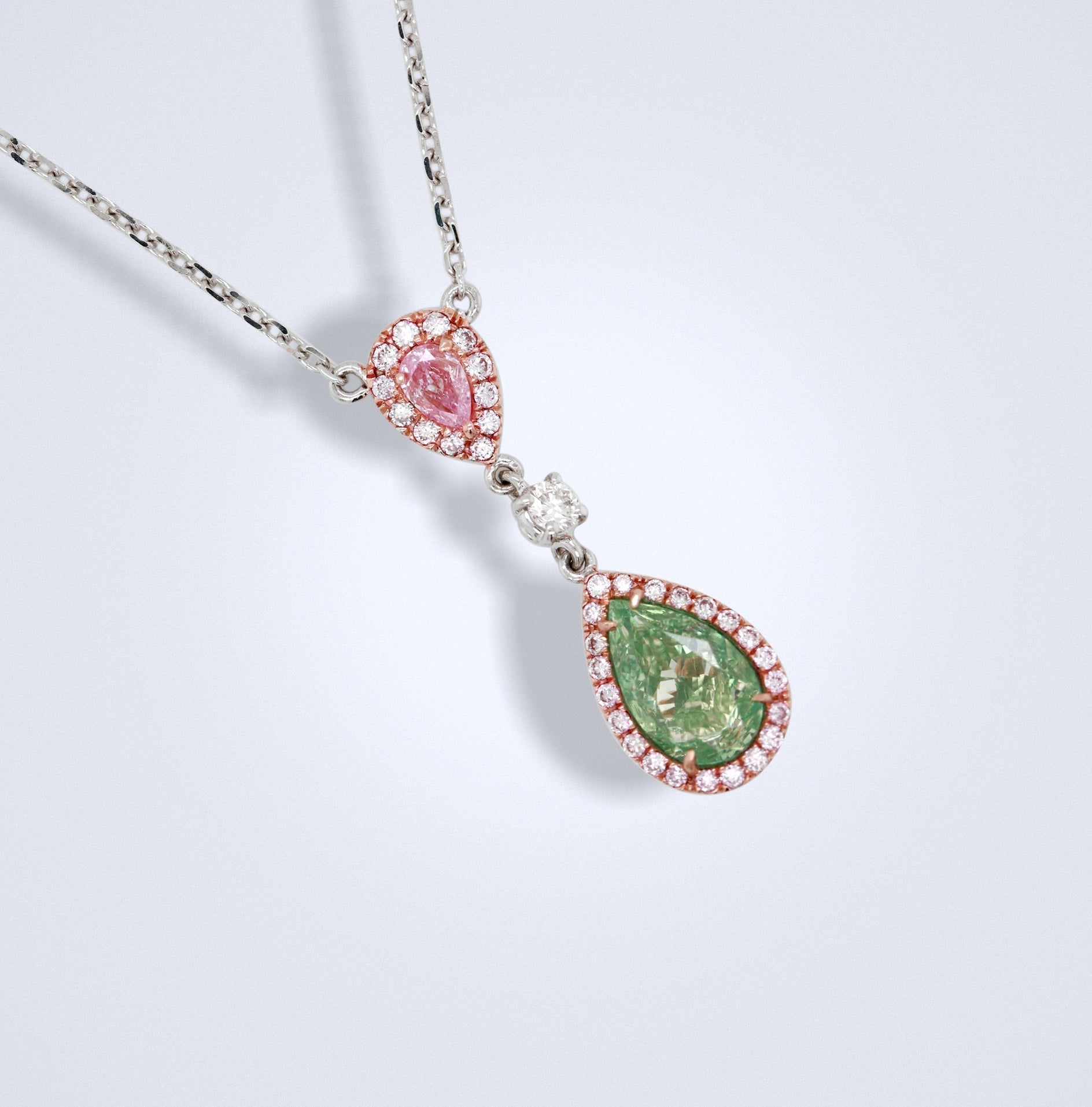 Pink & Green Diamond Necklace - Benny's Gems Creations