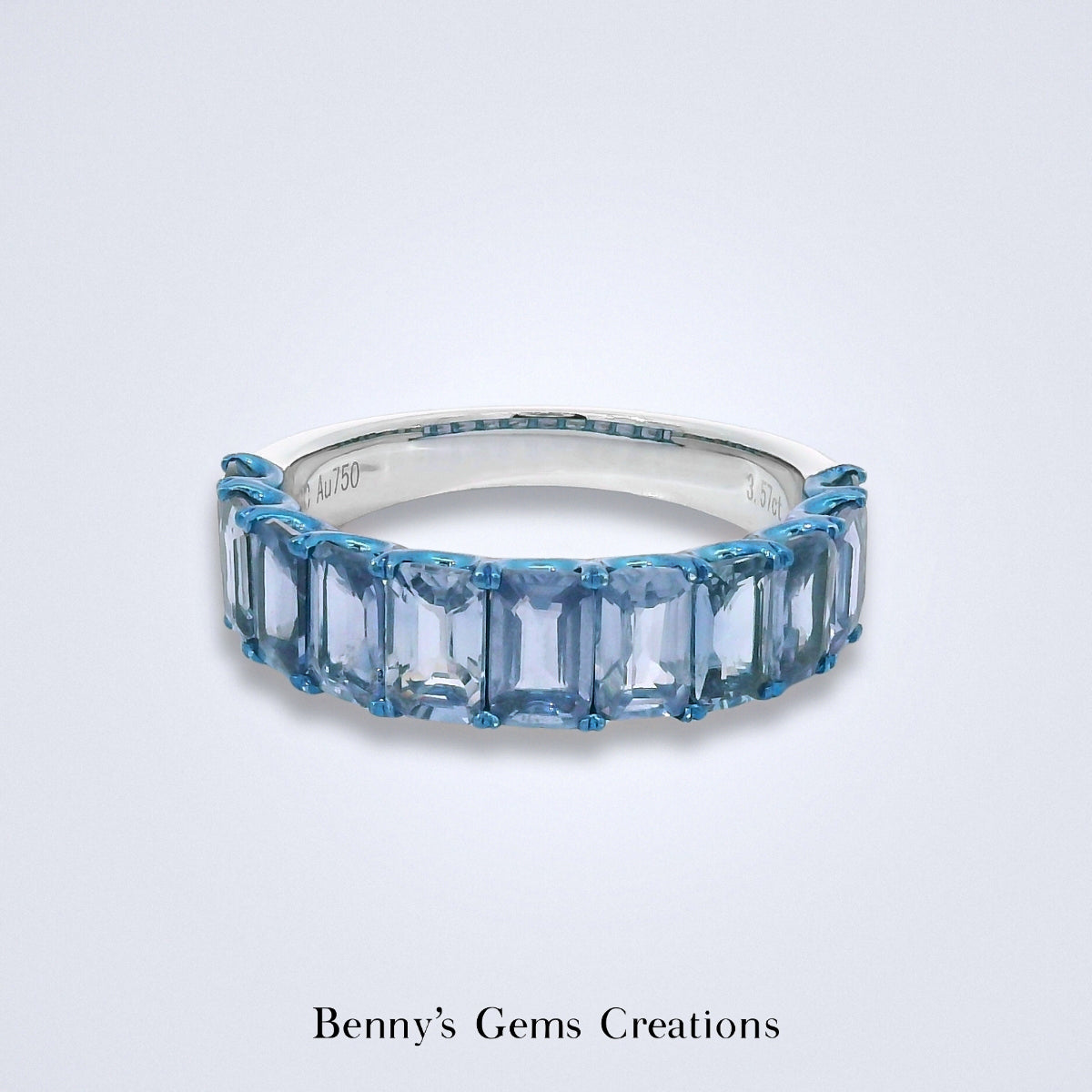 Powder Blue Sapphire Stack Ring - Benny's Gems Creations