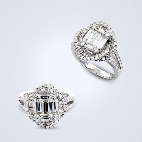 elegant cluster diamond split shank ring