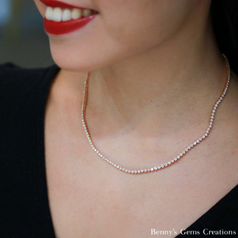 Rose Gold Tennis Necklace - Benny's Gems Creations