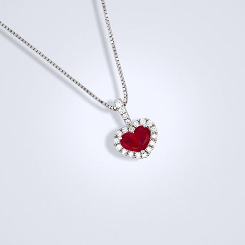 little ruby heart diamond pendant