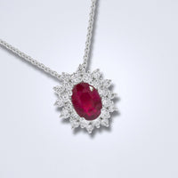 Scarlet Halo Ruby and Brilliant Diamond Pendant - Benny's Gems Creations