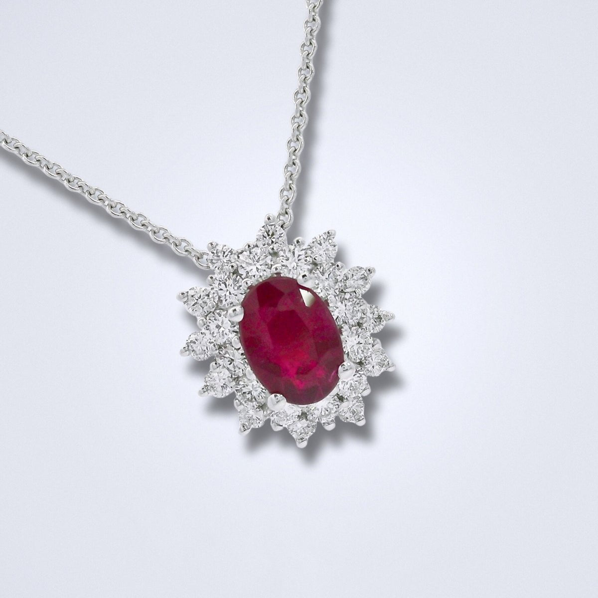 Scarlet Halo Ruby and Brilliant Diamond Pendant - Benny's Gems Creations