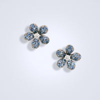 Sweet Blue Sapphire Flower Studs - Benny's Gems Creations