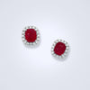 Classic Vivid Red Ruby Diamond Earrings