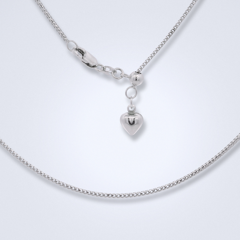 Minimalist adjustable white gold foxtail chain ideal for pendants and layering