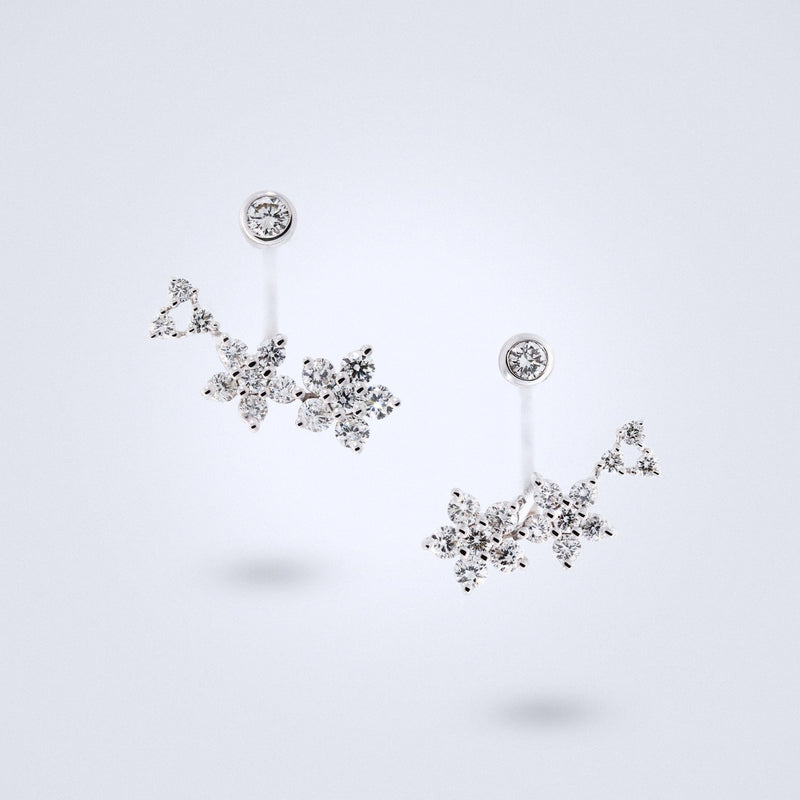 floating flower diamond earrings