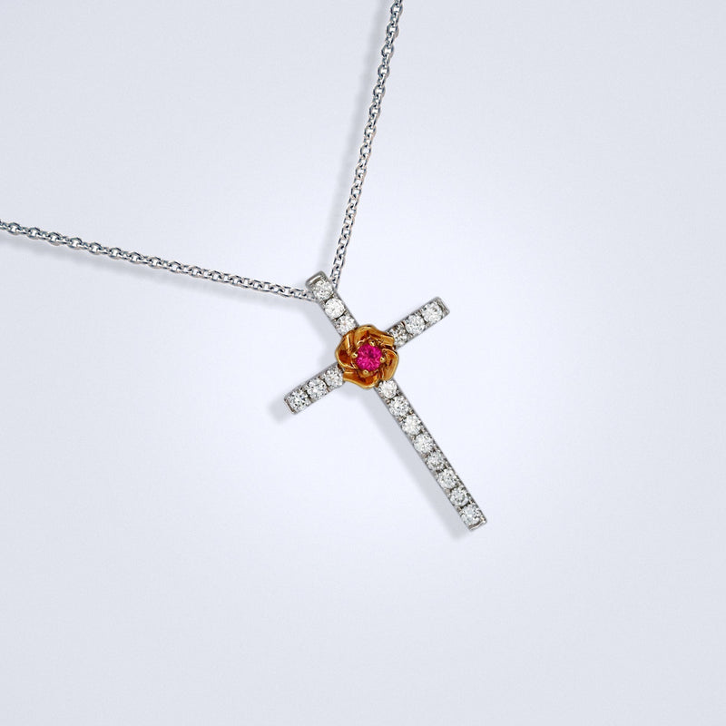 Sapphire Rose Diamond Cross