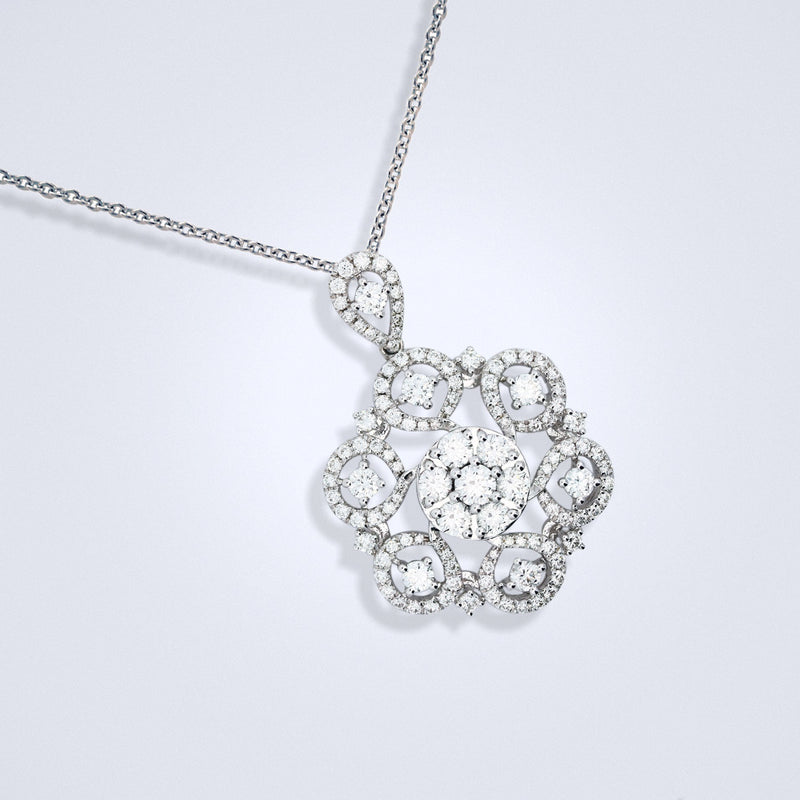 Oriental Flower Diamond Pendant